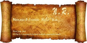 Neuschloss Réka névjegykártya